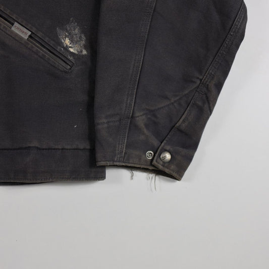 Carhartt Men's Vintage Black Canvas Work Jacket Size L Distressed Classic Workwear Style