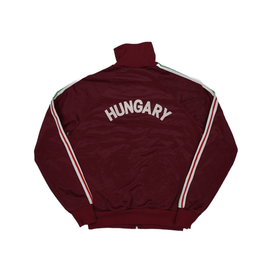 Vintage Adidas Hungary Track Jacket Maroon White 1980s Size Large Embroidered Retro Sportswear