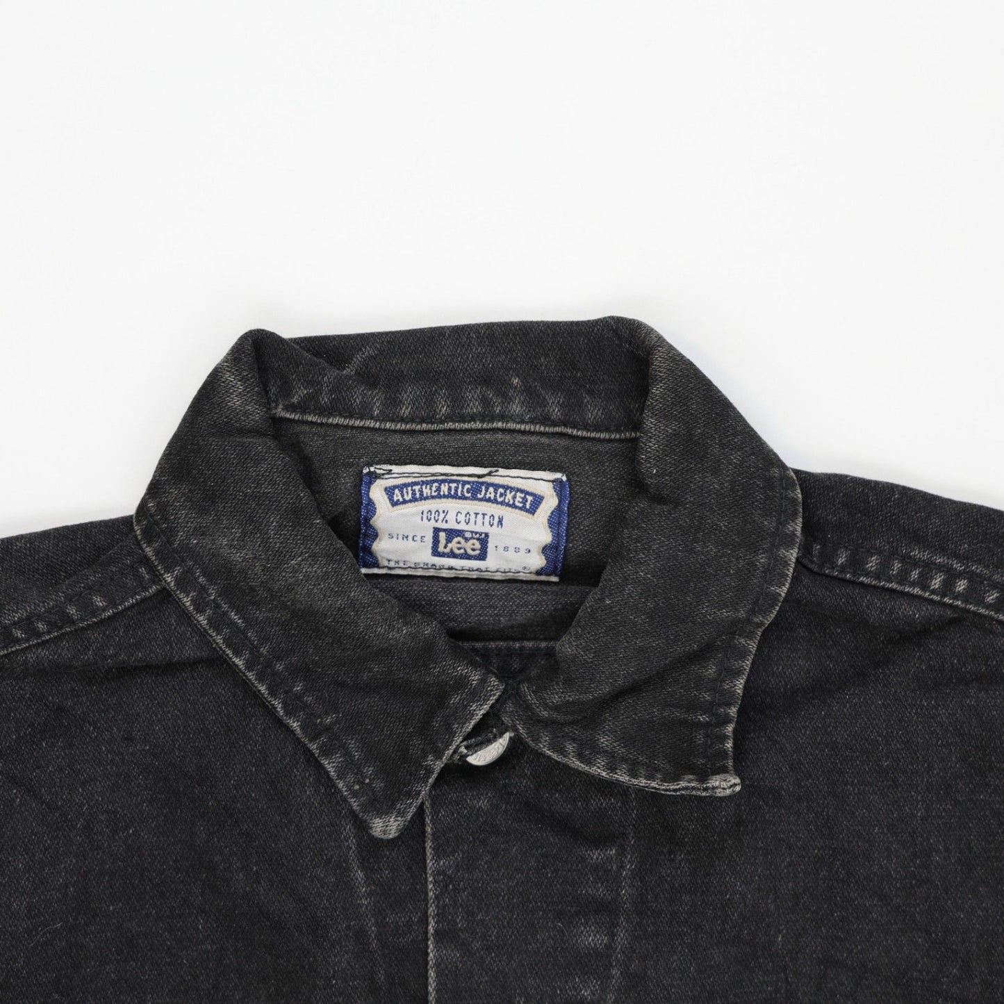 Lee Black Denim Jacket for Men Large 100 Percent Cotton Vintage Style Collared