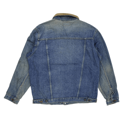 Levi's Vintage Blue Denim Trucker Jacket Size 42 Large Cotton Corduroy Collar