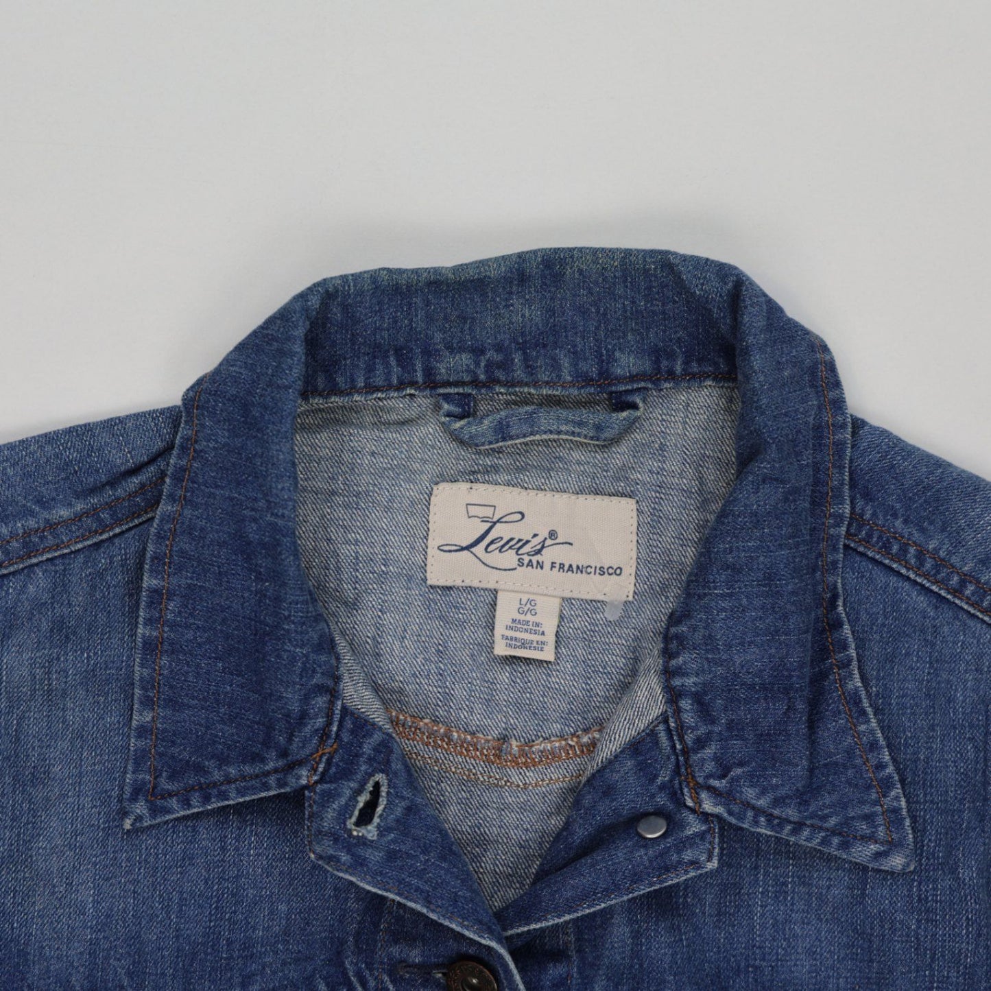 Levi's San Francisco Classic Blue Denim Jacket Large 85% Cotton 12% Recycled Cotton Collared