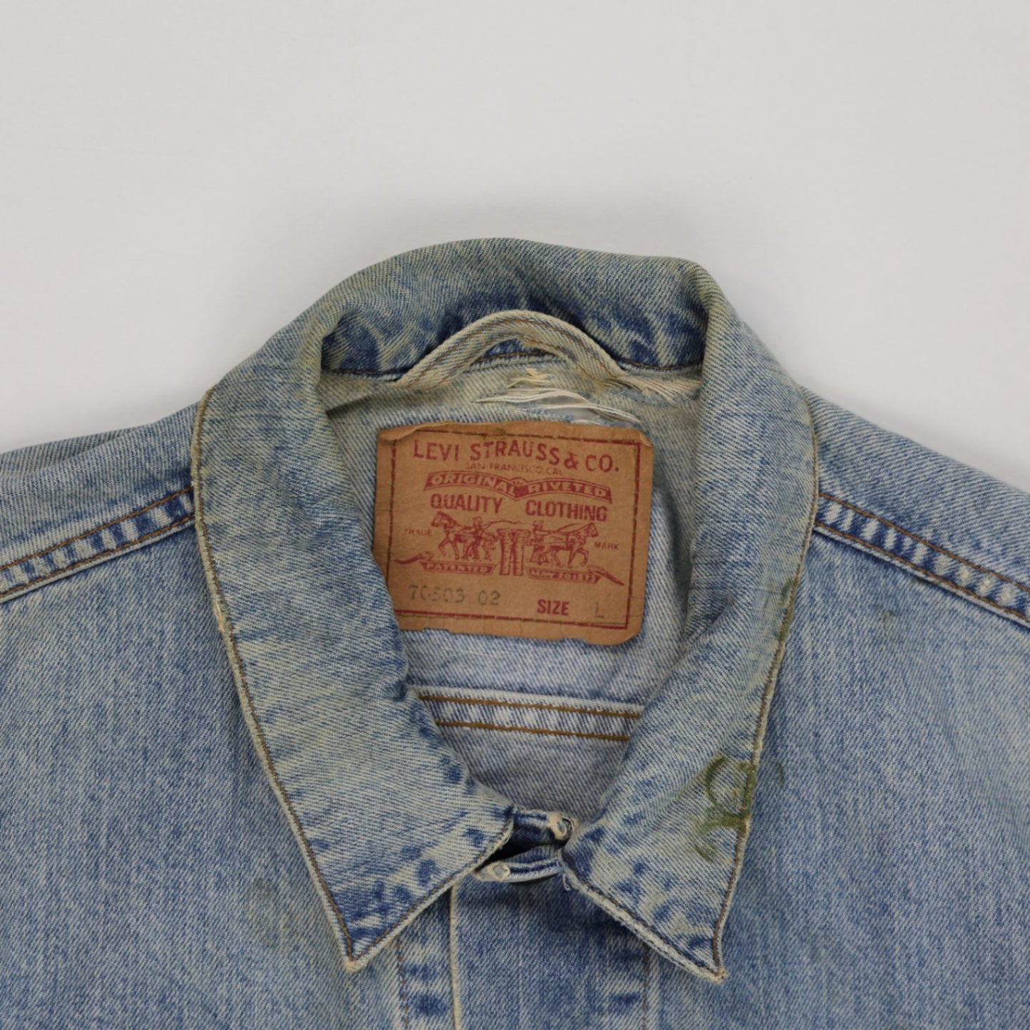 Levi's Vintage Light Blue Denim Jacket Large Cotton Collared