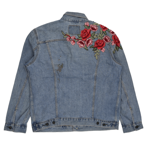 Levi's Vintage Distressed Light Blue Denim Trucker Jacket XL 100% Cotton