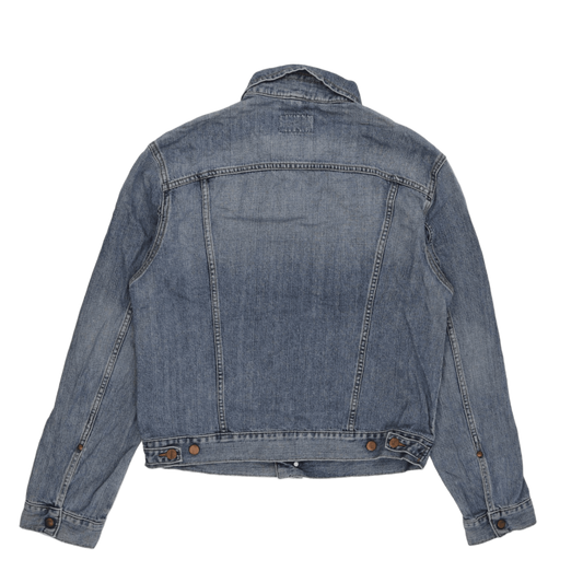 Wrangler Large Blue Denim Jacket Vintage Cotton Collared Trucker Style
