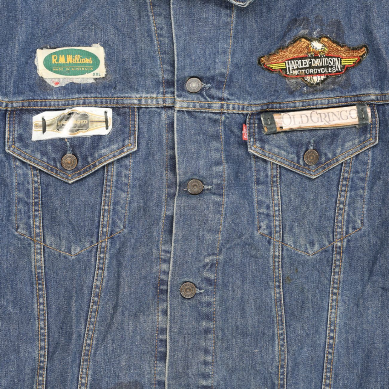 Conan Vintage Harley Davidson Patched Denim Jacket Blue XXL Cotton