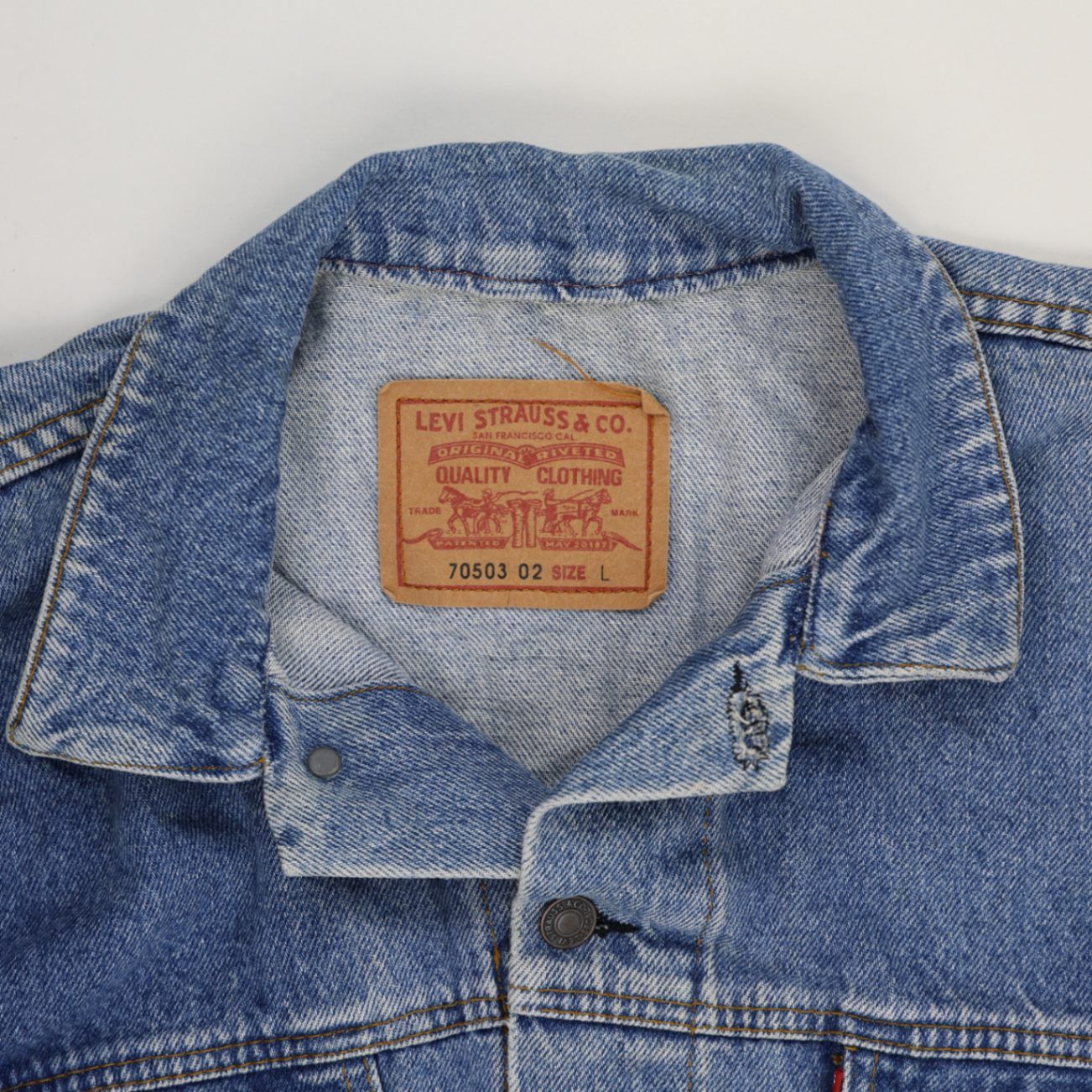 Levi's Vintage 70503 Large Blue Denim Trucker Jacket Cotton