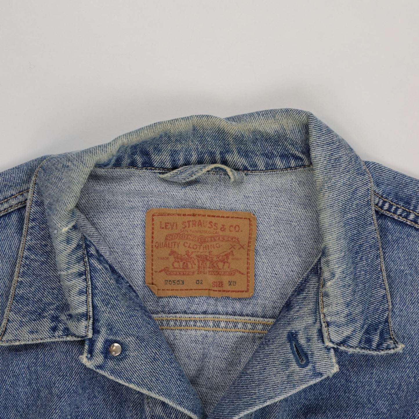 Levi's Vintage Light Blue Denim Trucker Jacket XL Cotton Collared