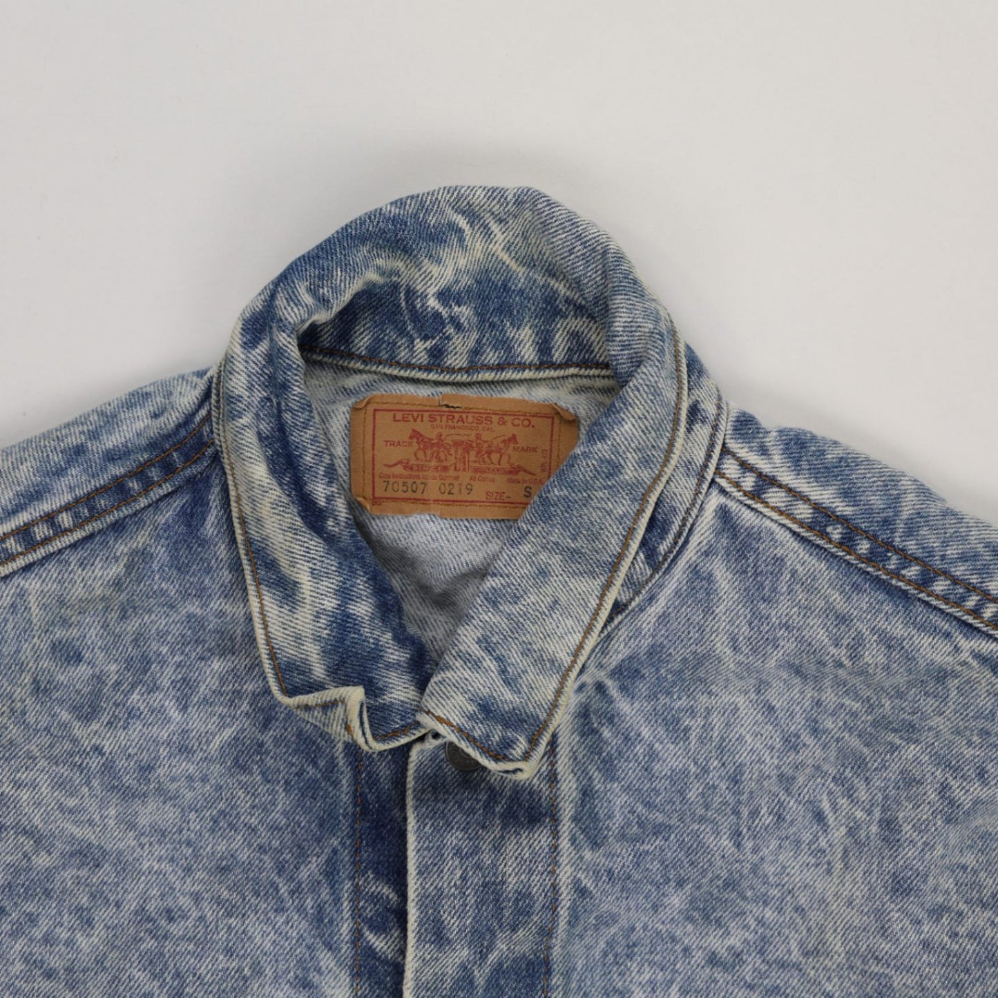 Levi's Vintage 70507 Acid Wash Denim Jacket Blue Small 100% Cotton Collared