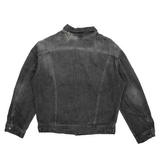 Lee Black Washed Denim Jacket XXL Vintage Cotton Collared
