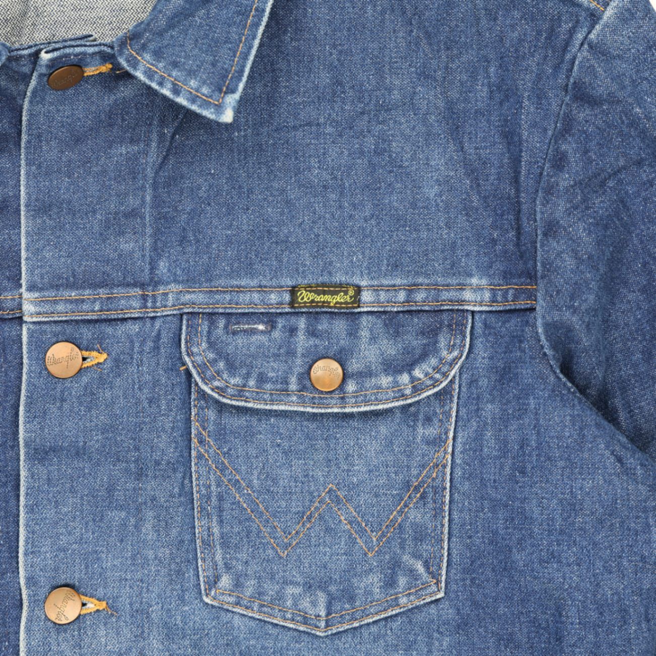 Wrangler Vintage Denim Jacket Blue Large 100 Percent Cotton 80s Style Collared