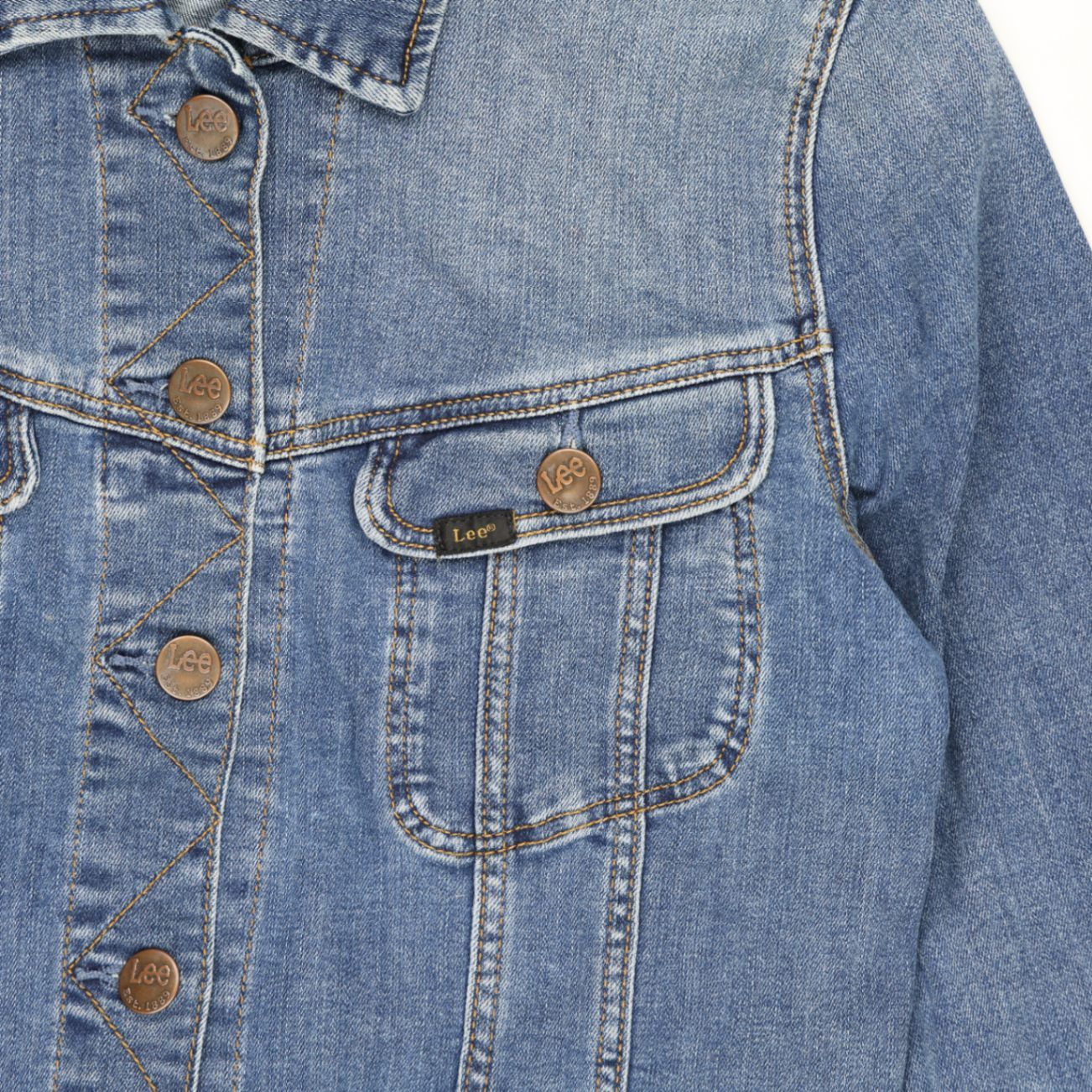 Lee Vintage Blue Denim Jacket Medium Cotton Collared
