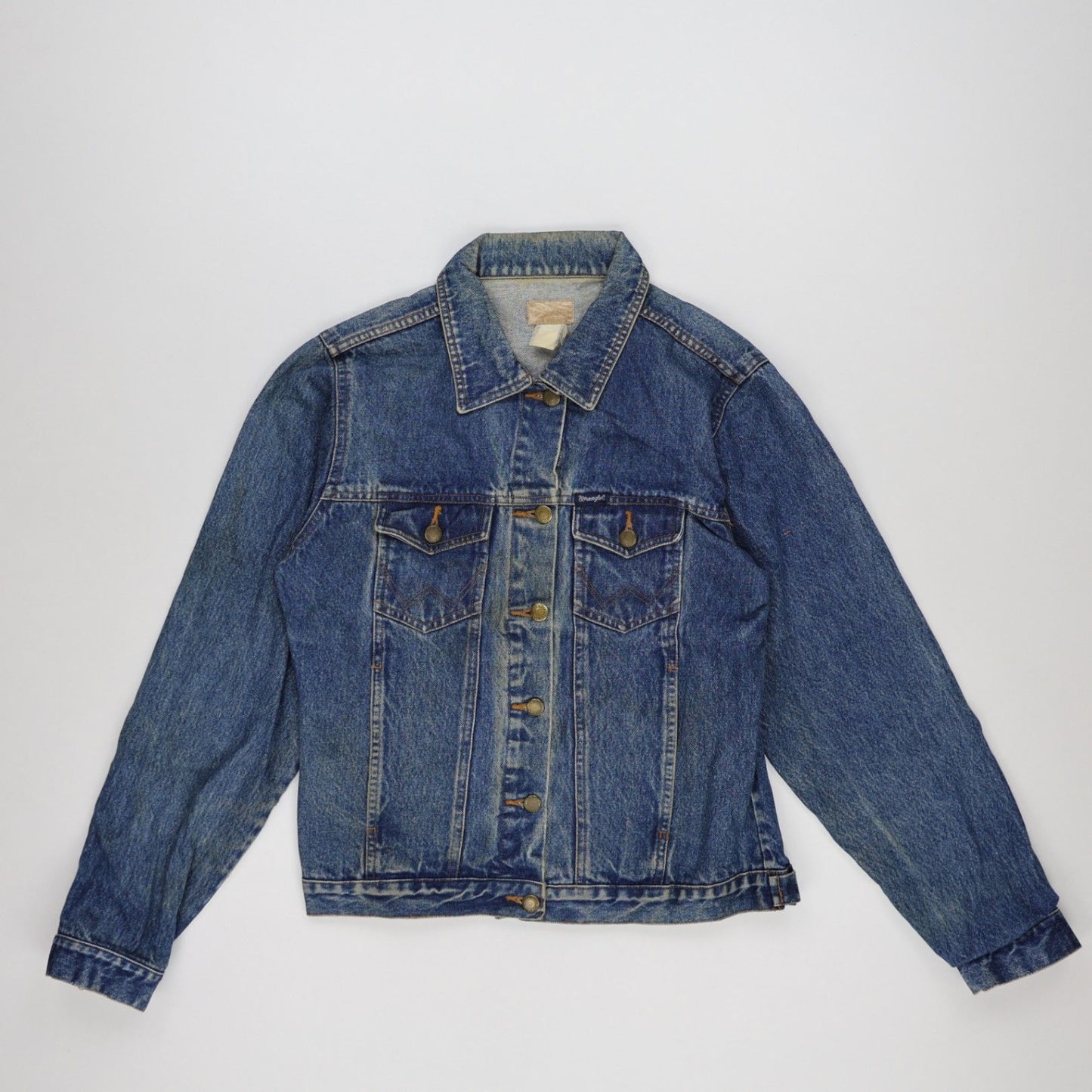 Wrangler Vintage Blue Denim Jacket Unisex Cotton Denim Collared