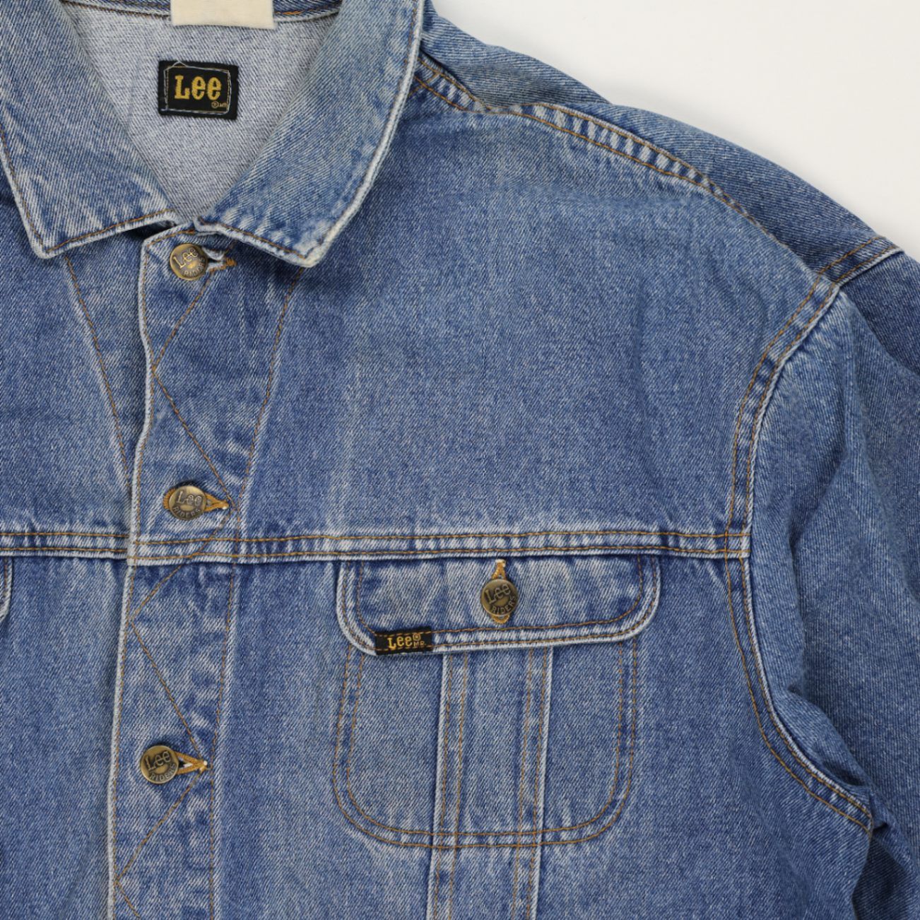 Lee Vintage Blue Denim Rider Jacket XL 100% Cotton Collared Men's Coat