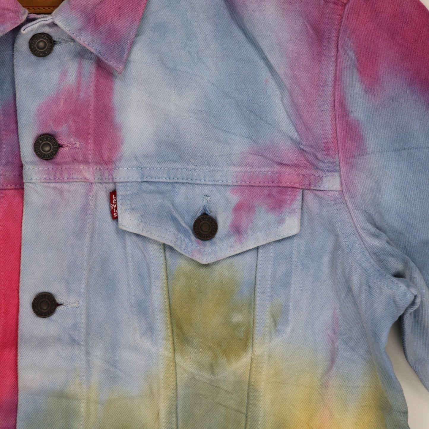 Levi's Multicolour Tie-Dye Denim Trucker Jacket Medium Cotton Vintage