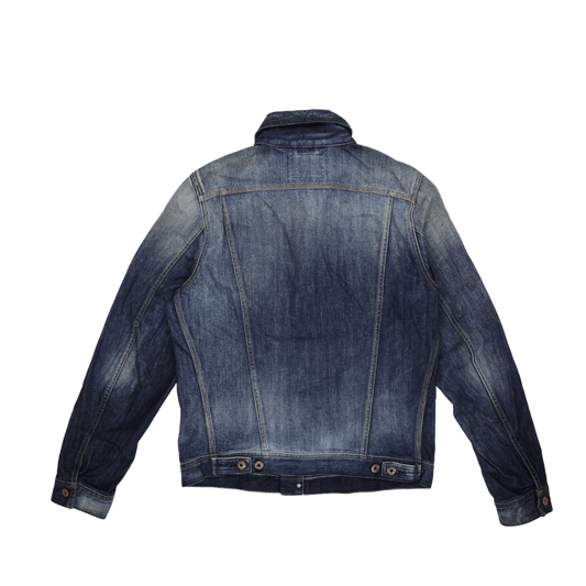 Diesel Classic Blue Denim Jacket for Men Size M 100 Percent Cotton Vintage Style Collared