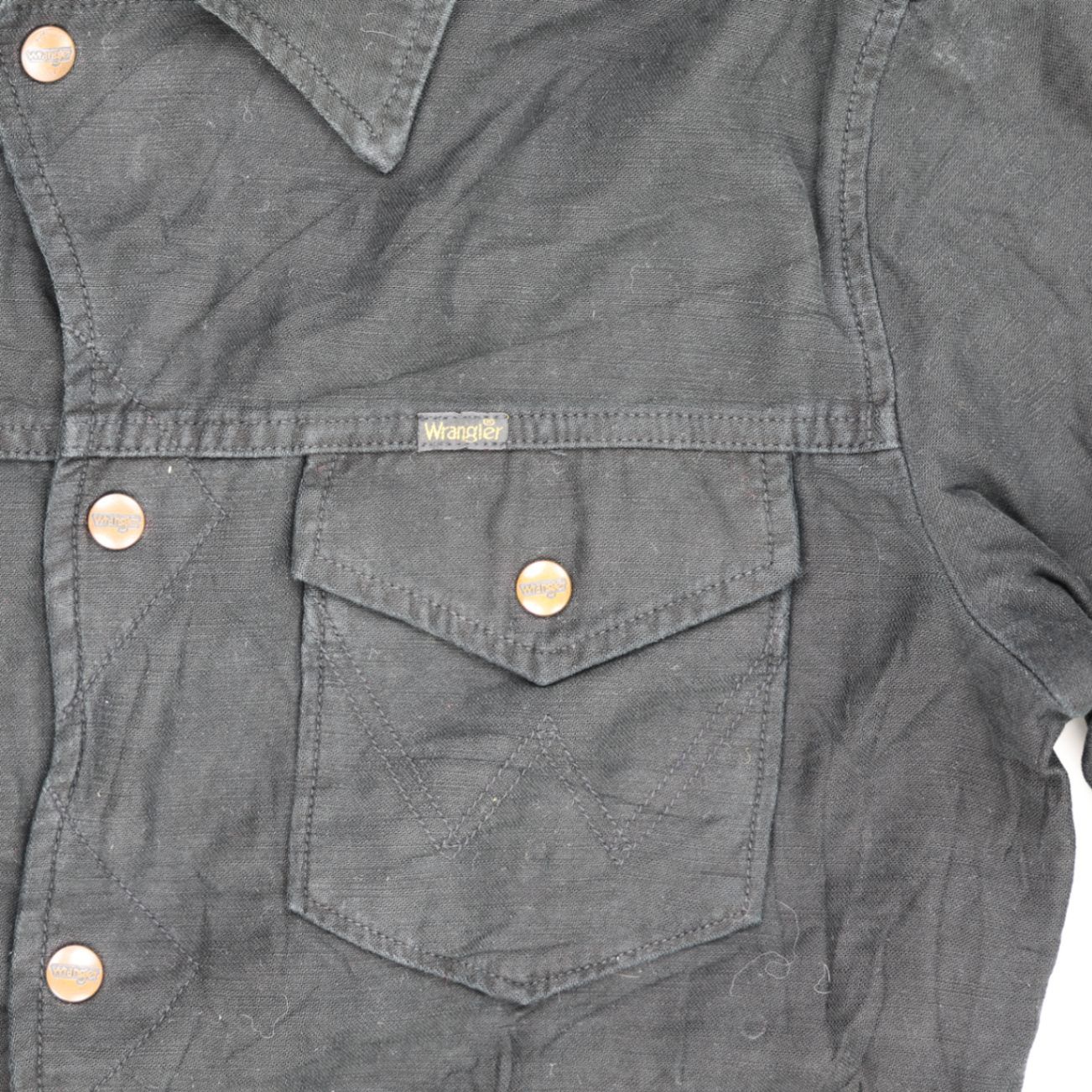 Wrangler Vintage Black Utility Jacket Large Cotton Collared Workwear