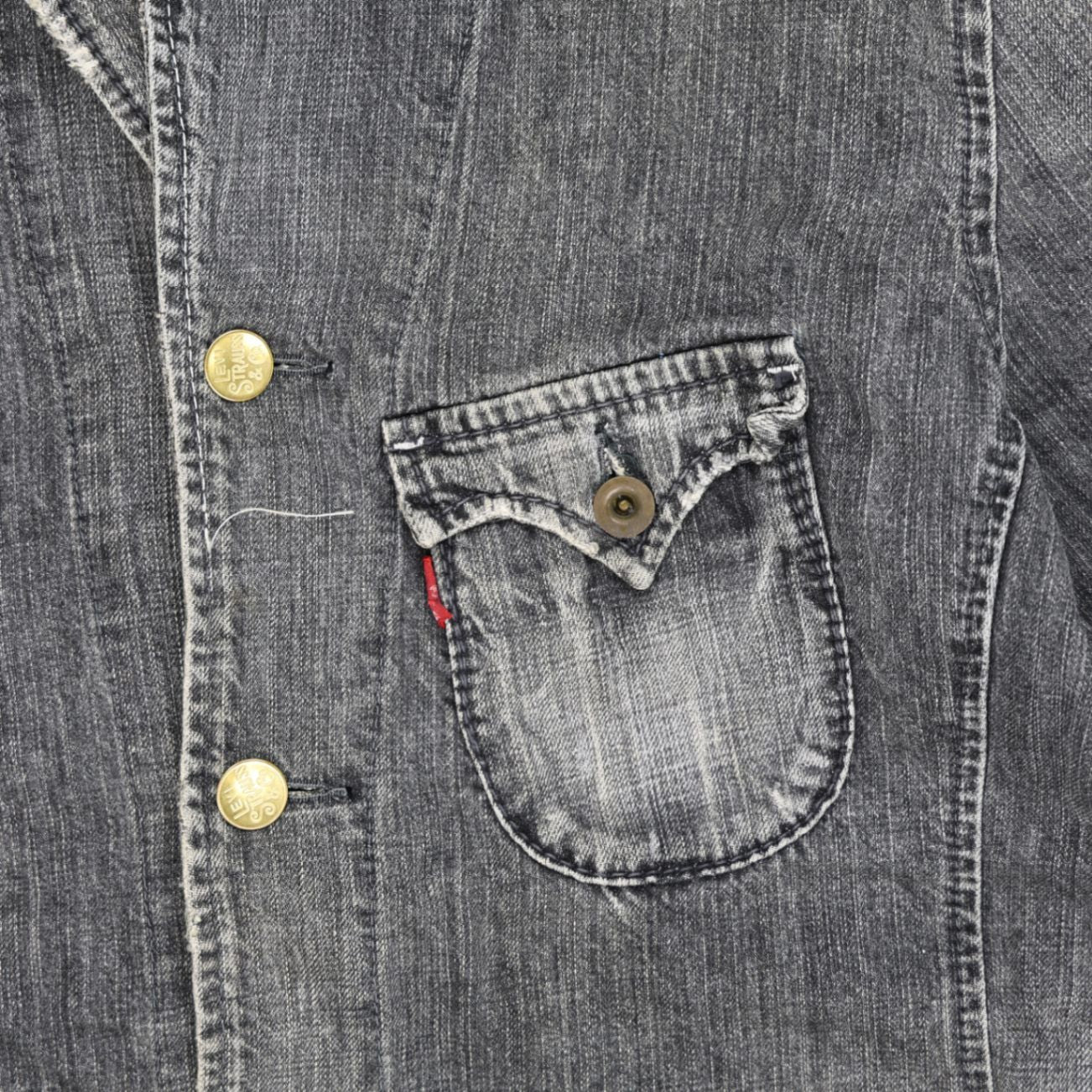 Levi's Redloop Vintage Black Denim Blazer Jacket Size Large 100% Cotton