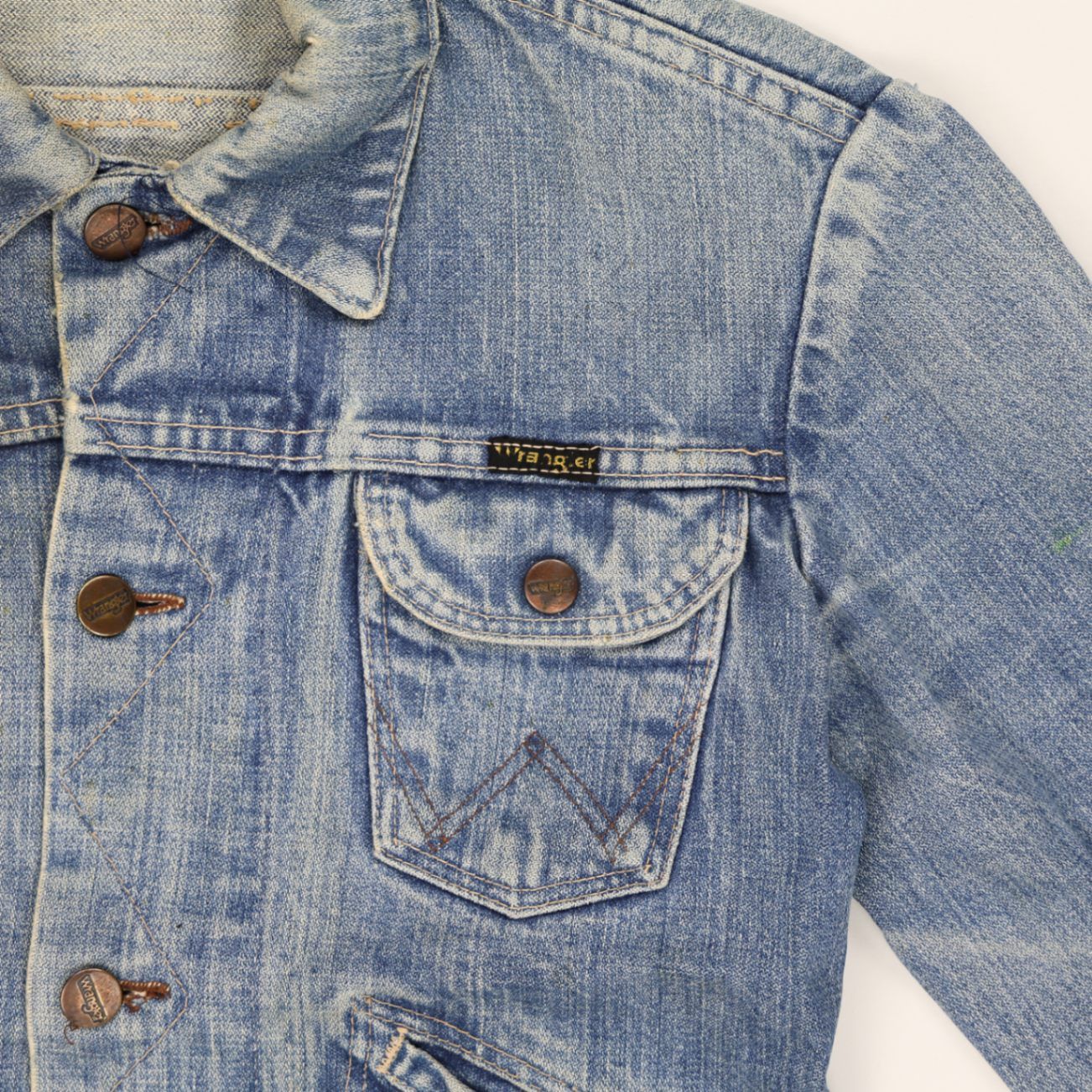 Wrangler Vintage Blue Denim Trucker Jacket Medium Cotton