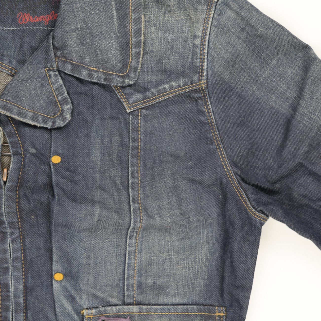 Wrangler Vintage Blue Denim Jacket Medium Cotton Collared