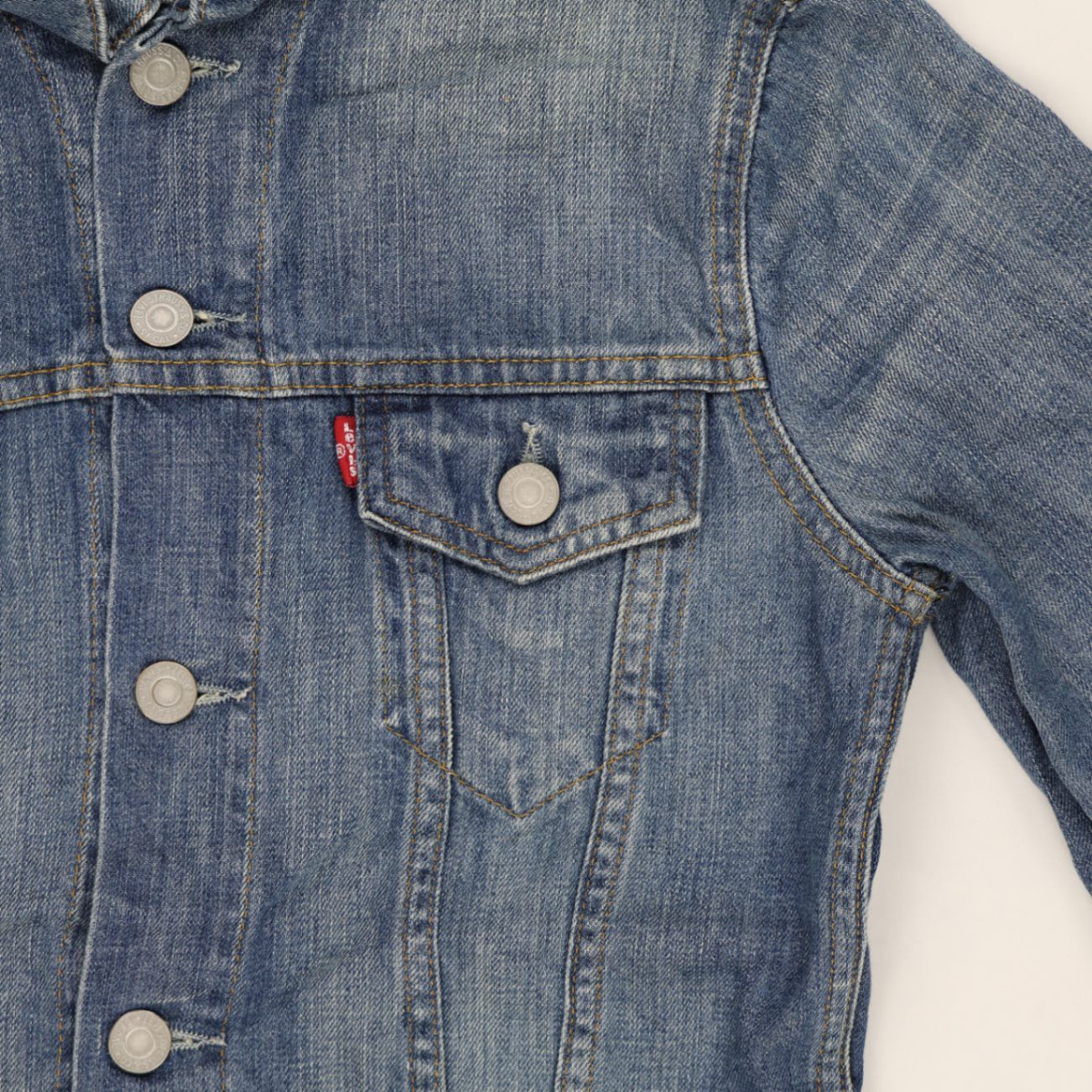 Levi's Vintage Blue Denim Trucker Jacket Unisex Size S 100% Cotton