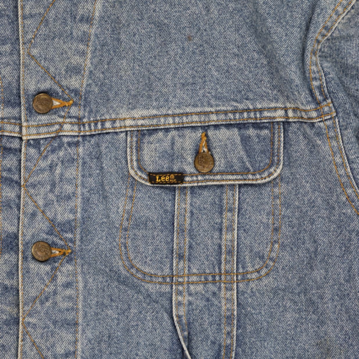 Lee Vintage Blue Denim Jacket Unisex Size L Cotton 90s Style Collared