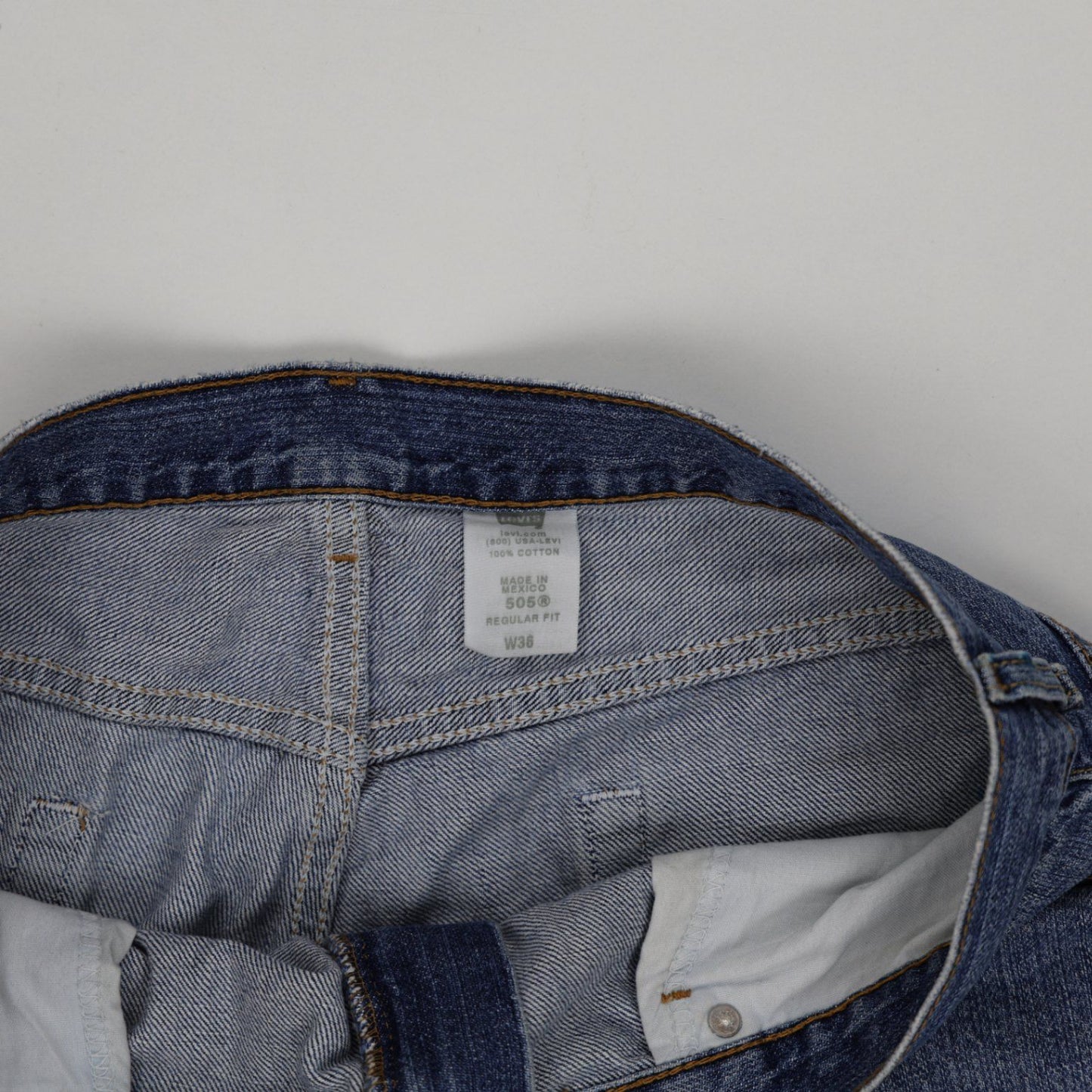 Levi's 505 Regular Fit Denim Shorts Blue W36 100% Cotton Vintage
