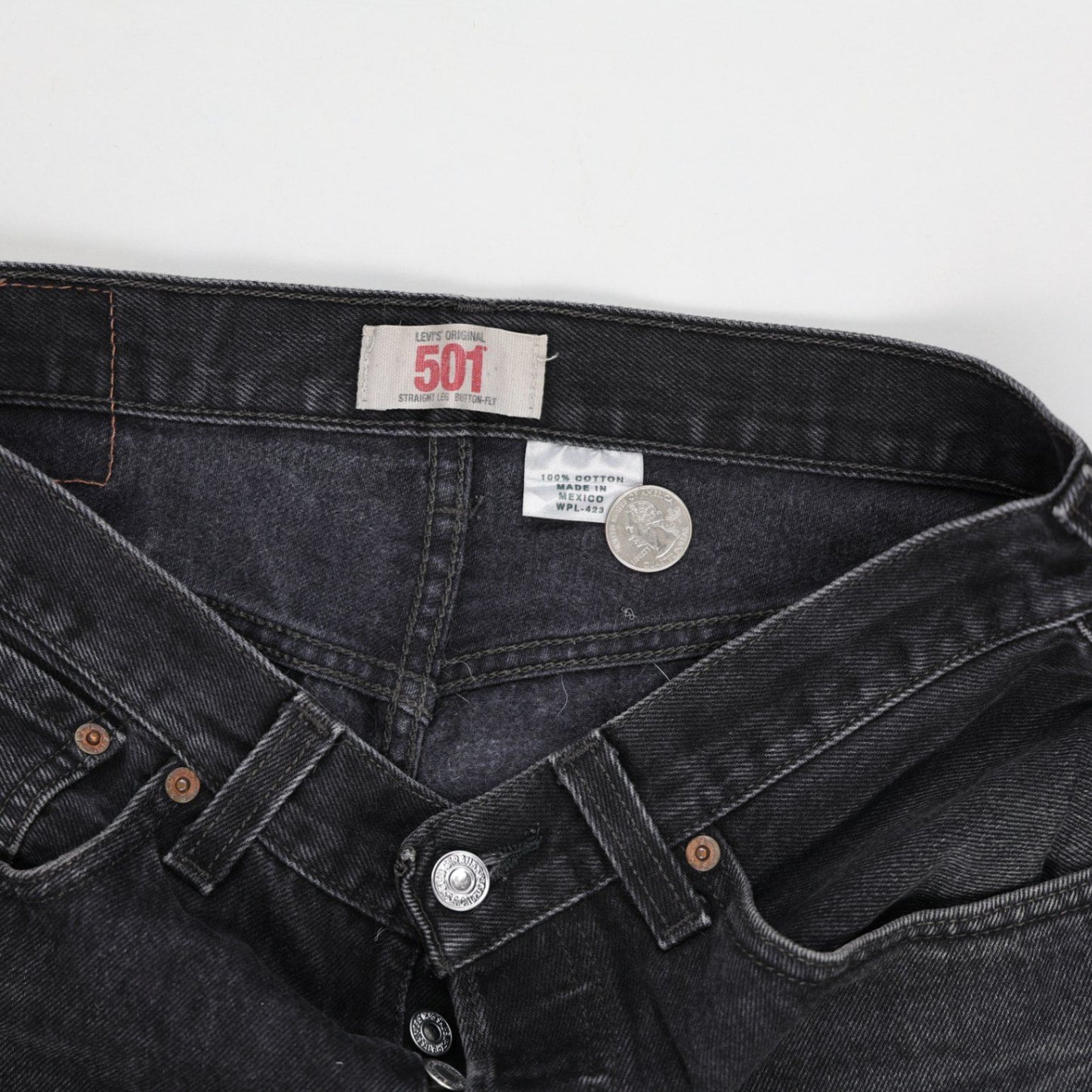 Levi's 501 Vintage Black Denim Cut-Off Shorts W32 100% Cotton