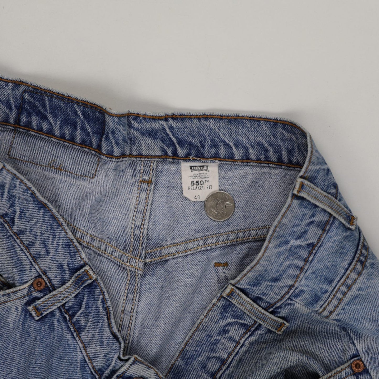 Levi's 550 Relaxed Fit Denim Shorts Light Blue W40 Cotton Vintage