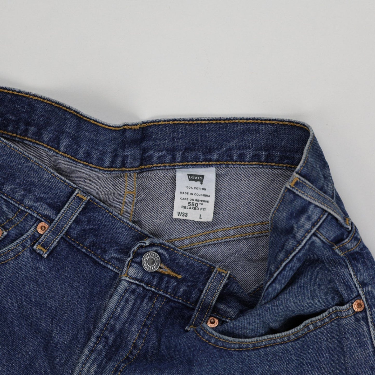 Levi's 550 Relaxed Fit Vintage Denim Shorts Blue W33 L 100% Cotton