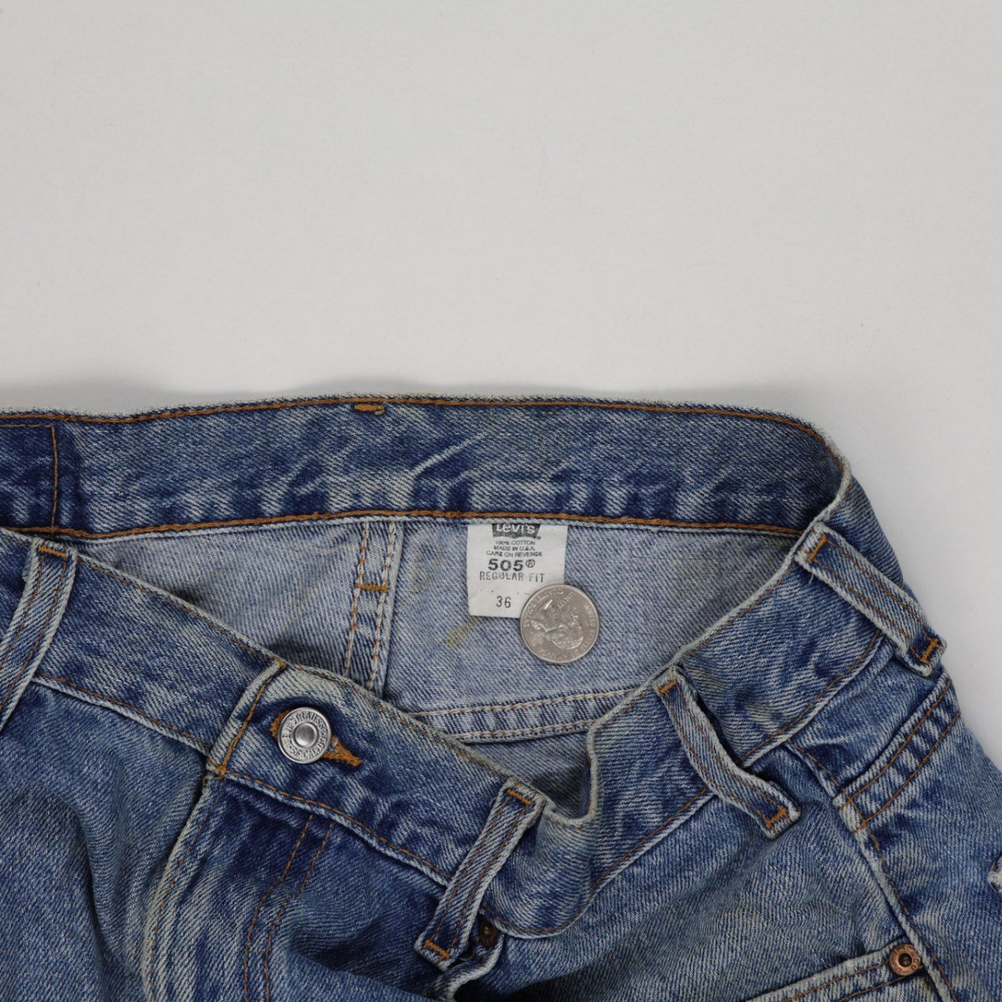 Levi's 505 Vintage Denim Shorts Blue W36 Regular Fit Cotton Men's