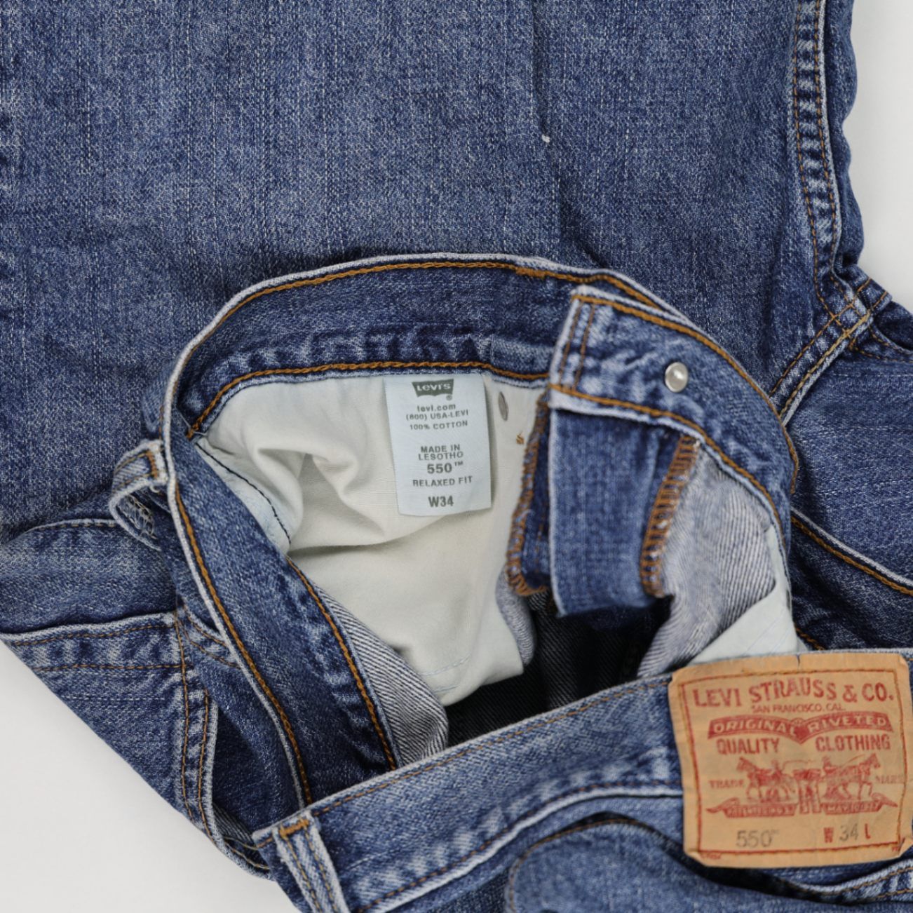 Levi's 550 Relaxed Fit Blue Denim Shorts W34 Cotton Vintage