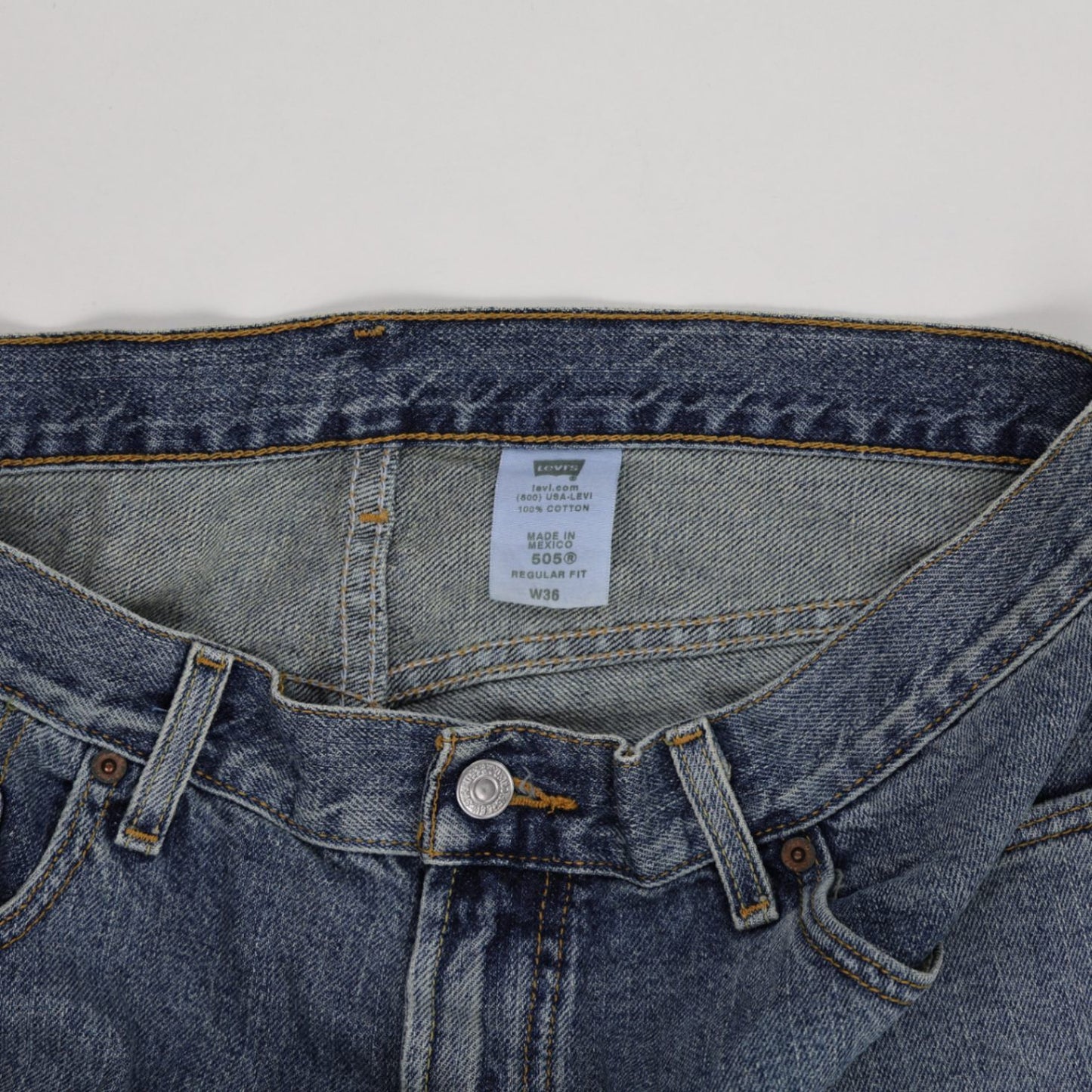Levi's 505 Regular Fit Vintage Denim Shorts Blue W36 100% Cotton