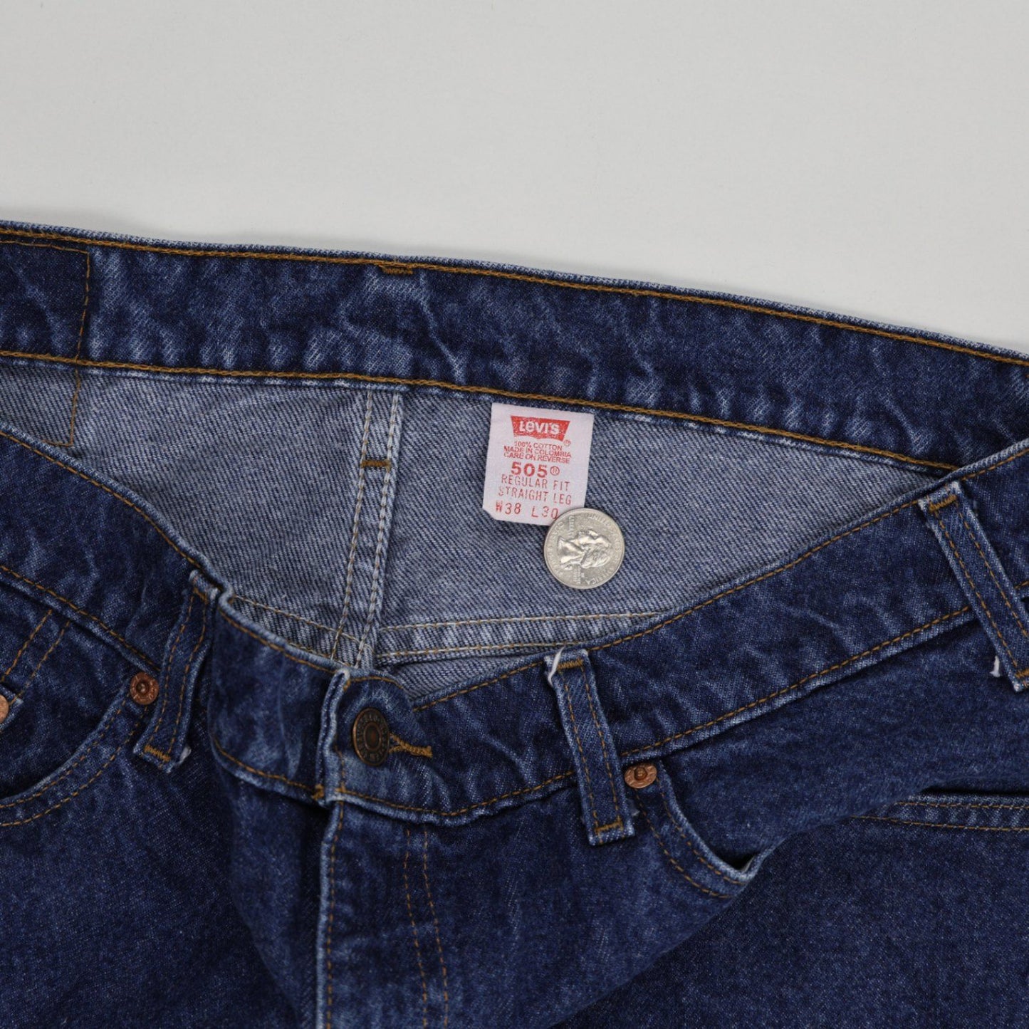Levi's 505 Regular Fit Denim Shorts Blue W38 L30 Cotton Vintage