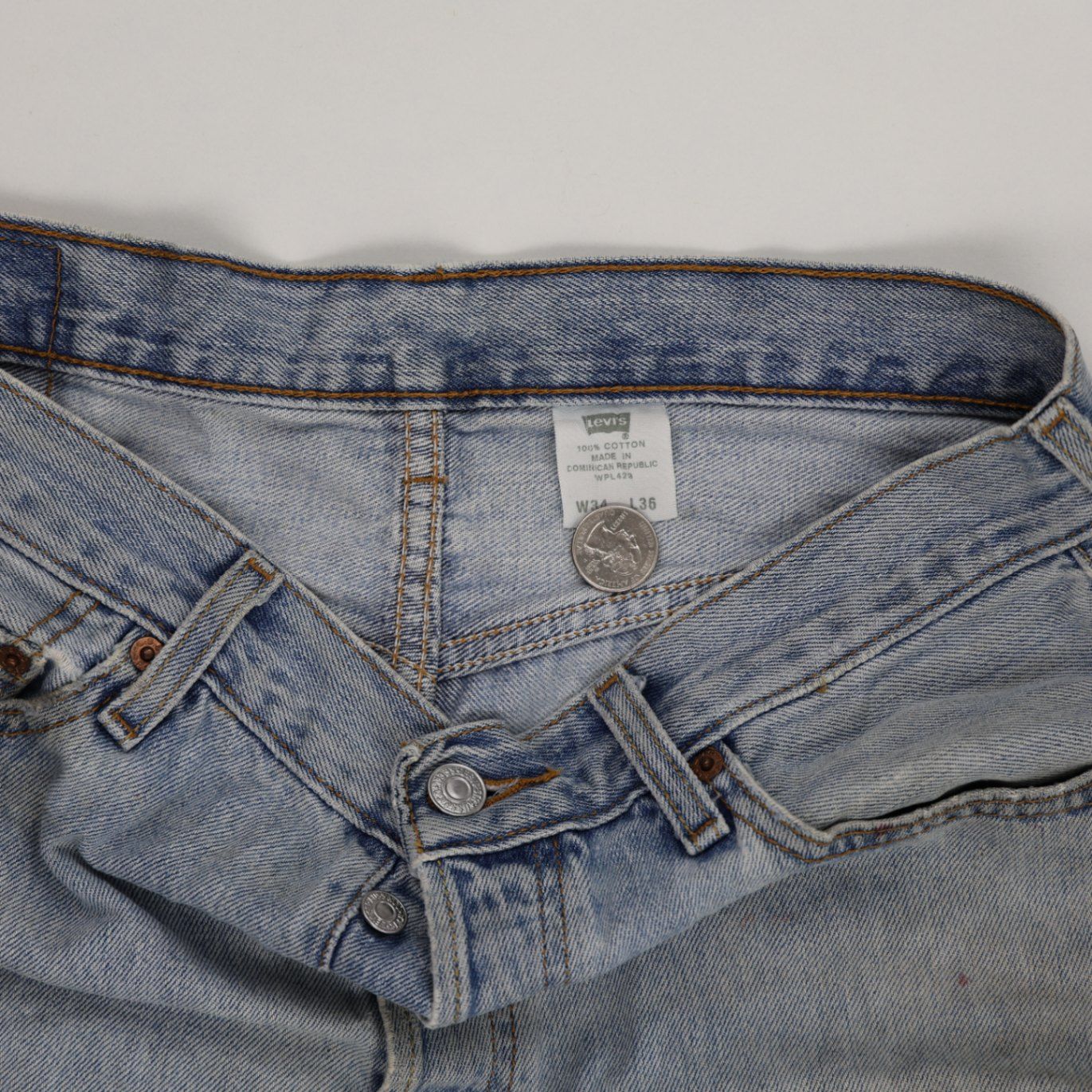 Levi's 501 Vintage High Waist Cut-Off Denim Shorts Light Blue W34 L36 Cotton