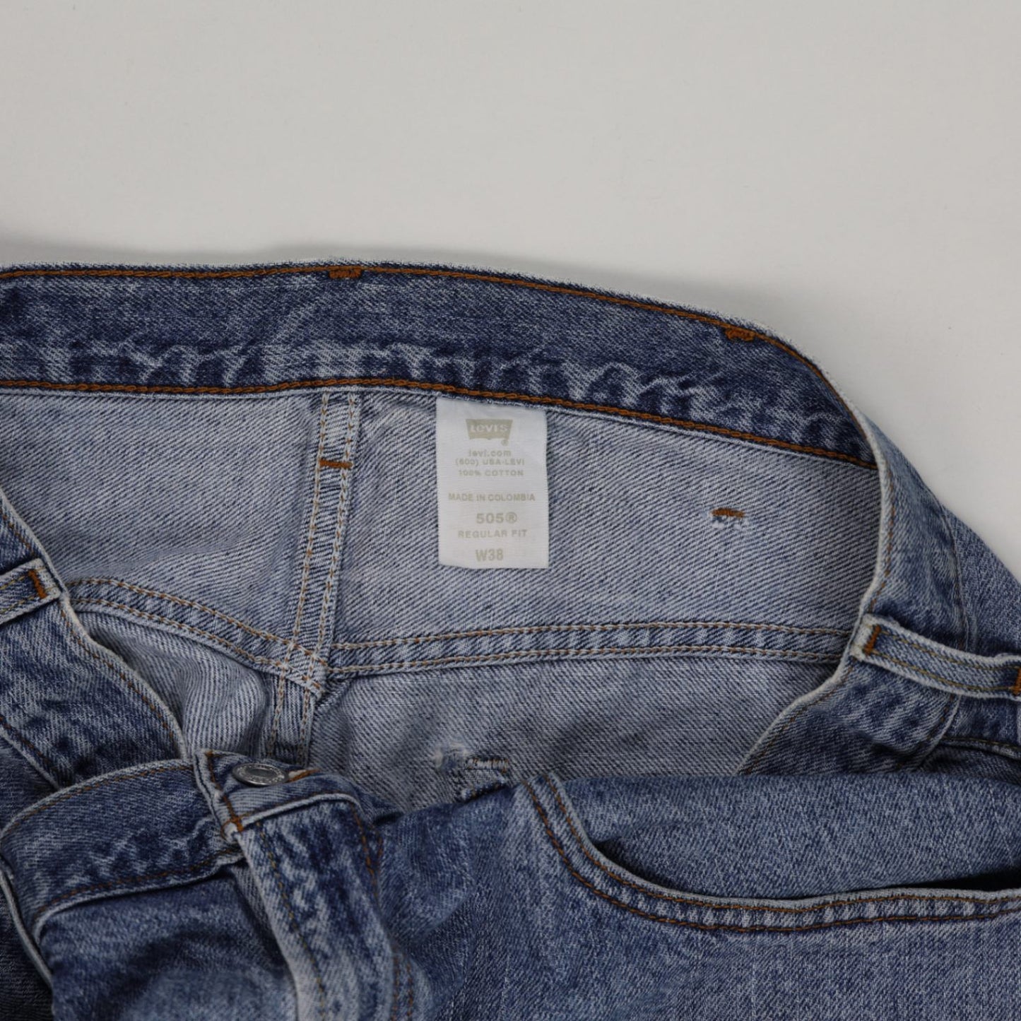 Levi's 505 Regular Fit Denim Shorts Blue W38 100% Cotton Vintage