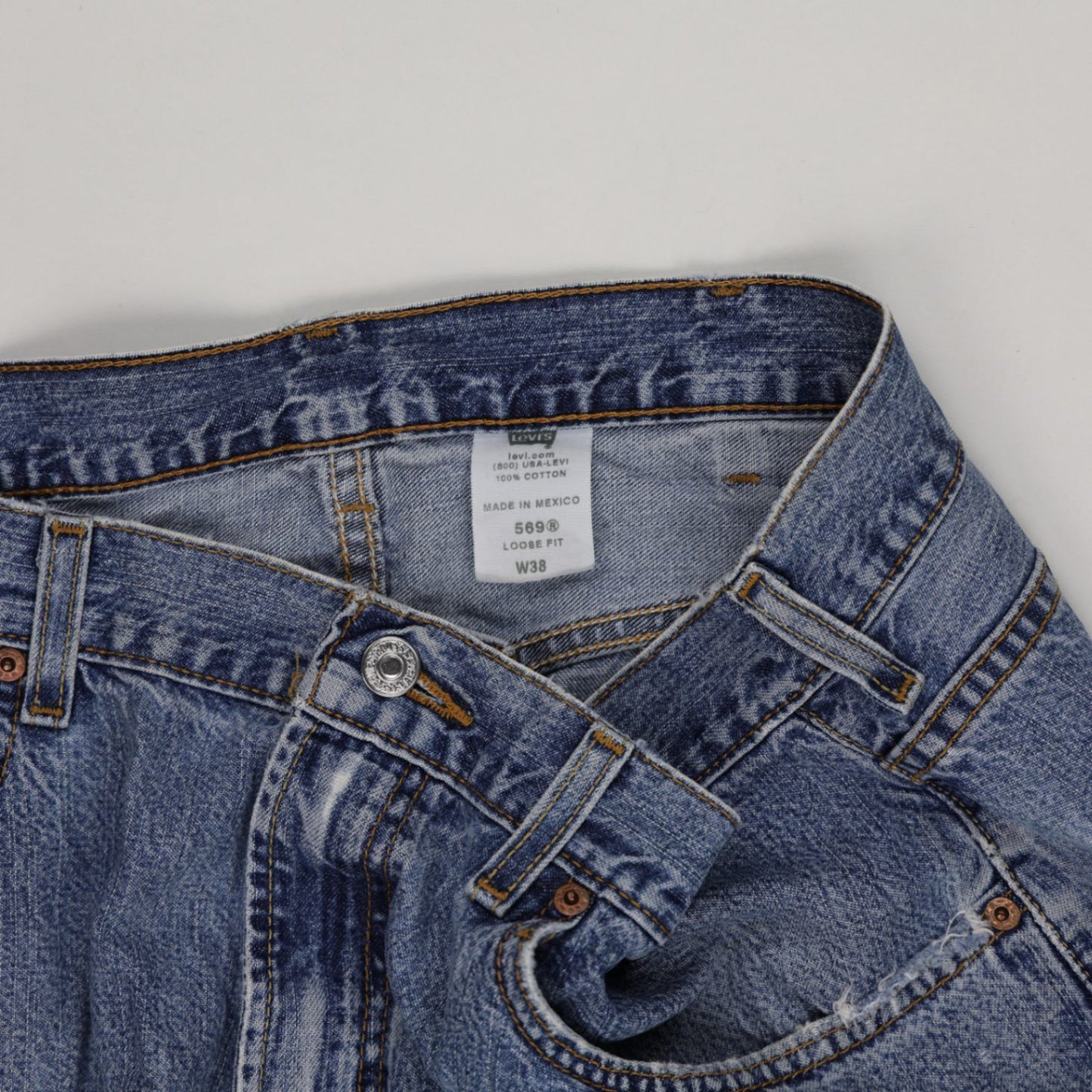 Levi's 569 Loose Fit Denim Shorts Blue W38 100 Cotton Vintage