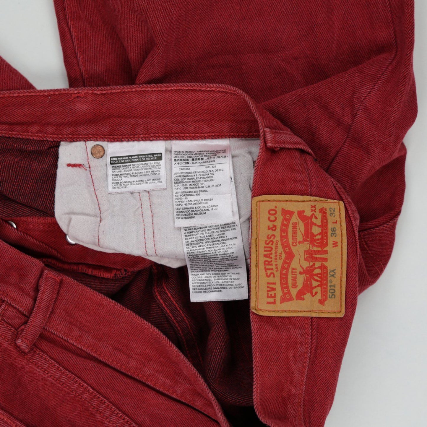 Levi's 501 XX Red Denim Cut-Off Shorts W36 L32 Cotton Vintage