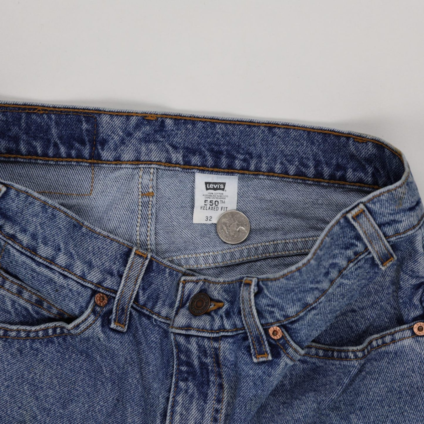 Levi's 550 Relaxed Fit Denim Shorts Blue W32 Cotton Denim Vintage