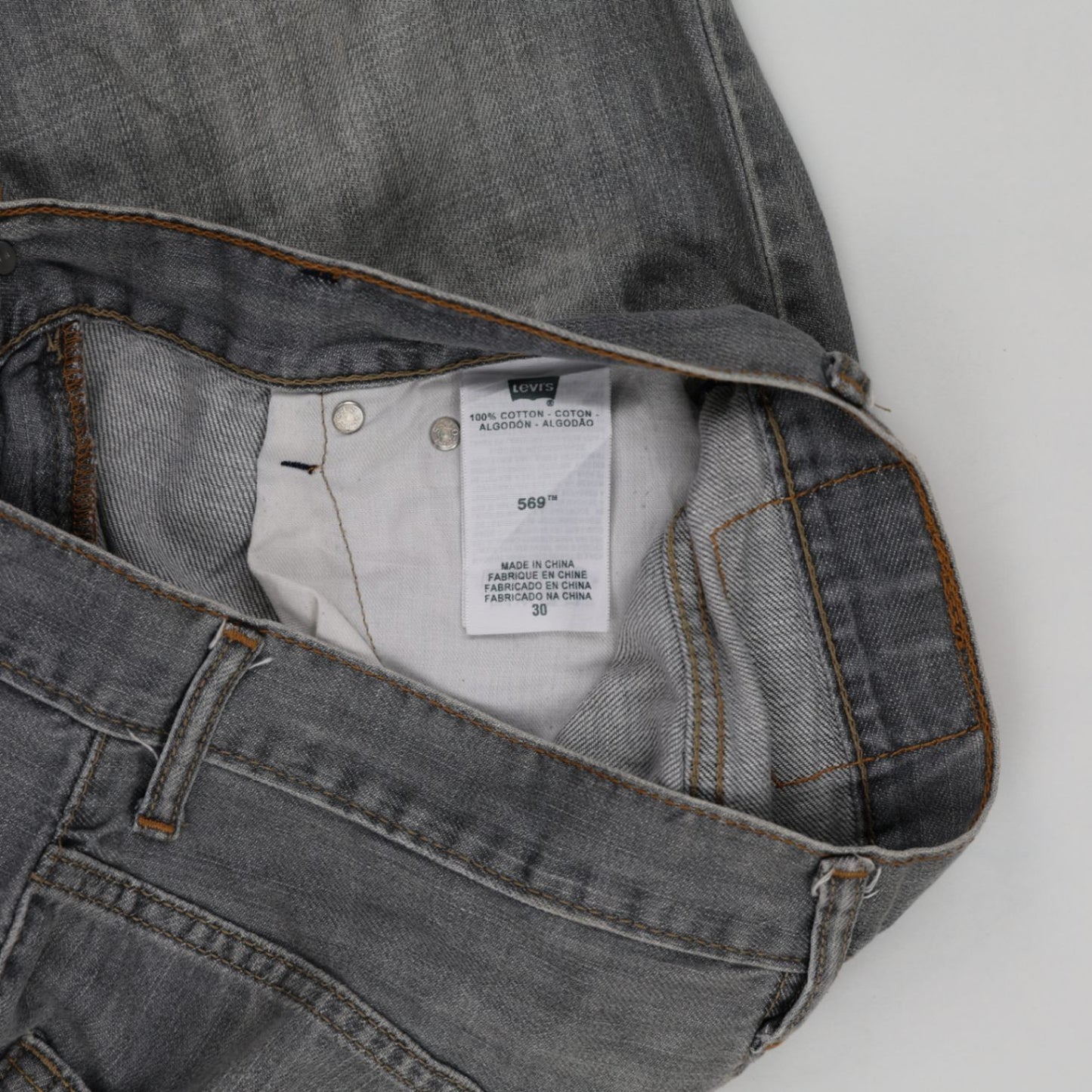 Levi's 569 Men's Grey Denim Jean Shorts W30 100% Cotton