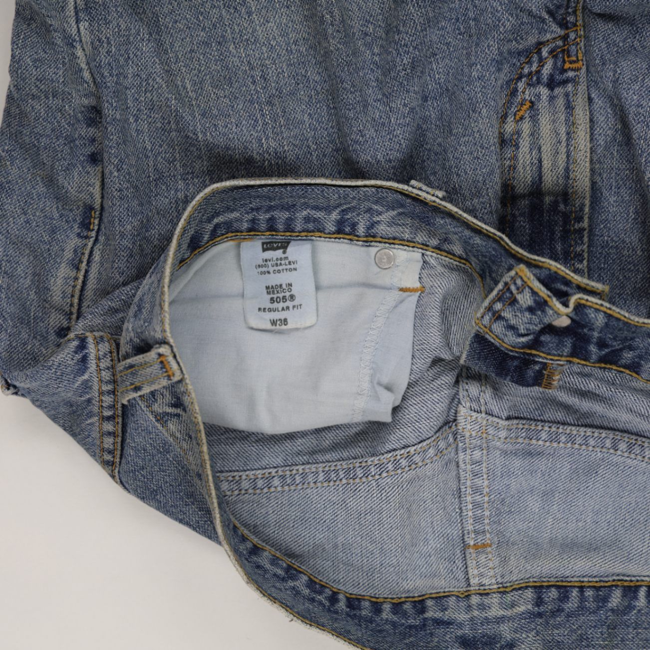 Levi's 505 Regular Fit Denim Shorts Blue W36 100 Percent Cotton Vintage Men's Clothing