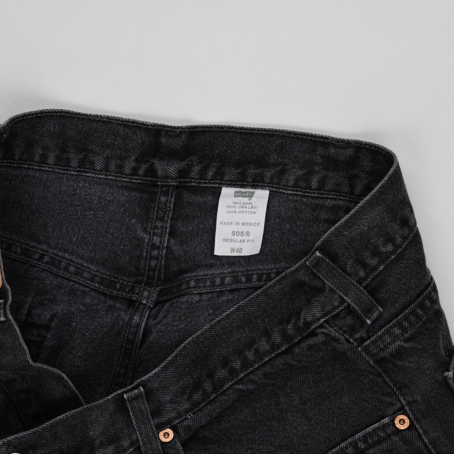 Levi's 505 Vintage Black Denim Regular Fit Shorts W40 100% Cotton