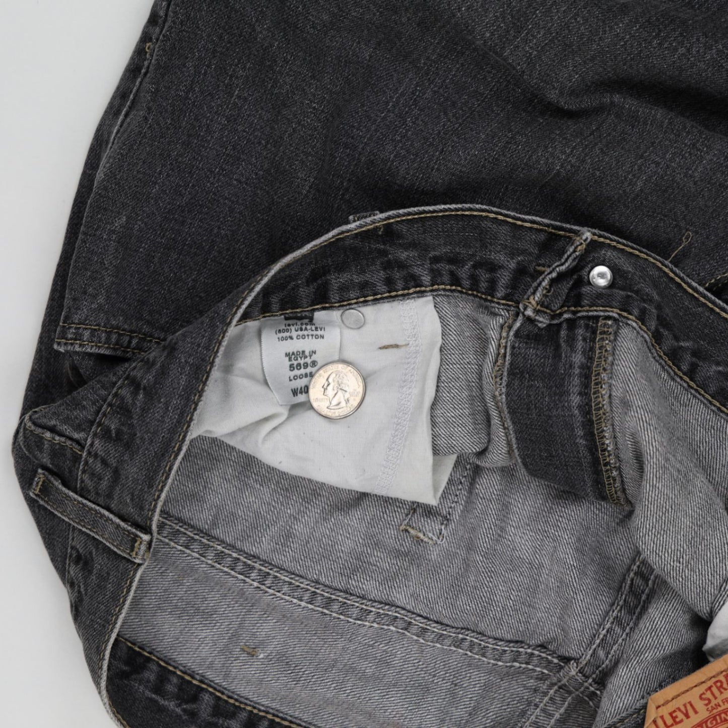 Levi's 569 Loose Fit Denim Shorts Charcoal Grey W40 100 Percent Cotton
