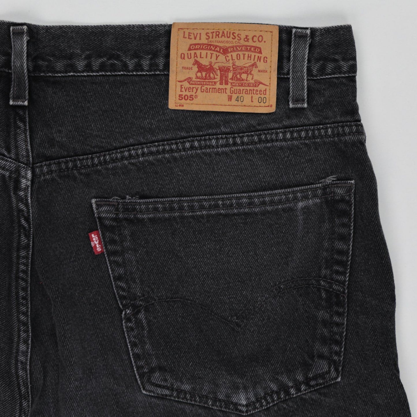 Levi's 505 Vintage Black Denim Shorts W40 Cotton Men's
