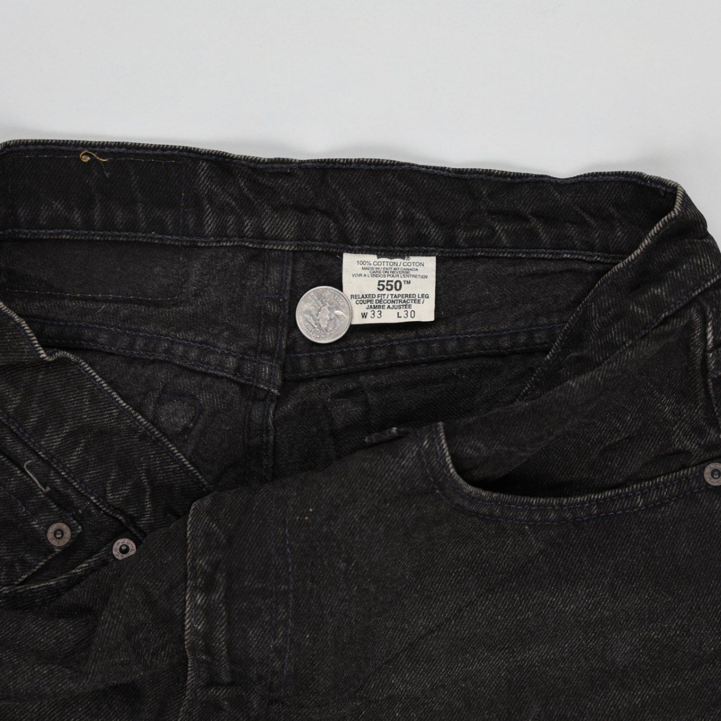Levi's 550 Black Denim Cut-Off Vintage Shorts W33 L30 100% Cotton