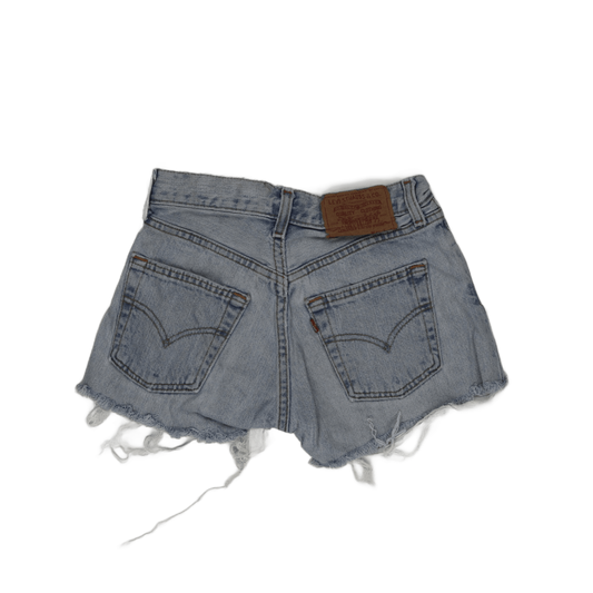 Levi's Vintage High Waisted Distressed Denim Shorts Light Blue Size 28W Cotton Denim