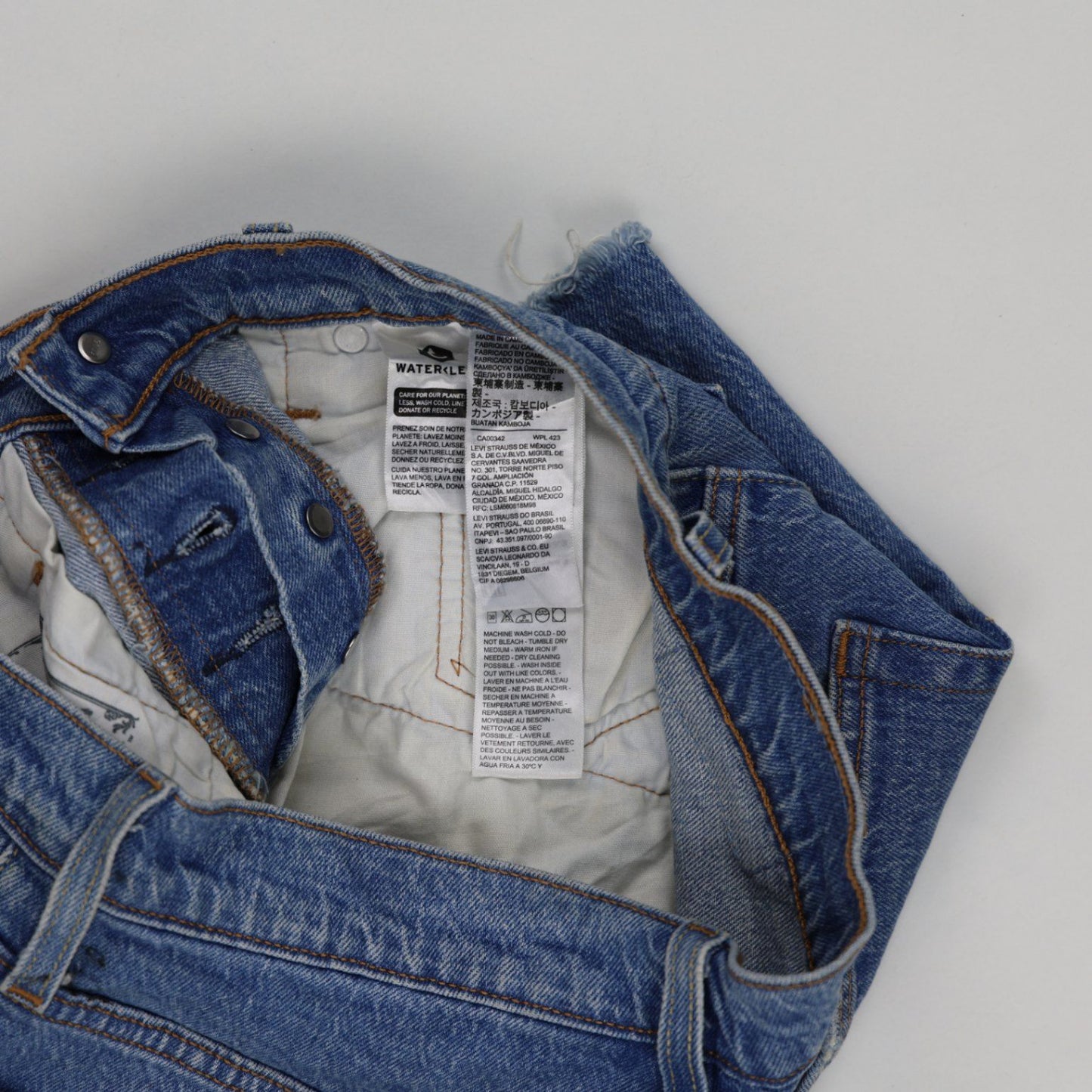 Levi's 501 High Waist Distressed Denim Shorts Blue W27 100% Cotton Vintage