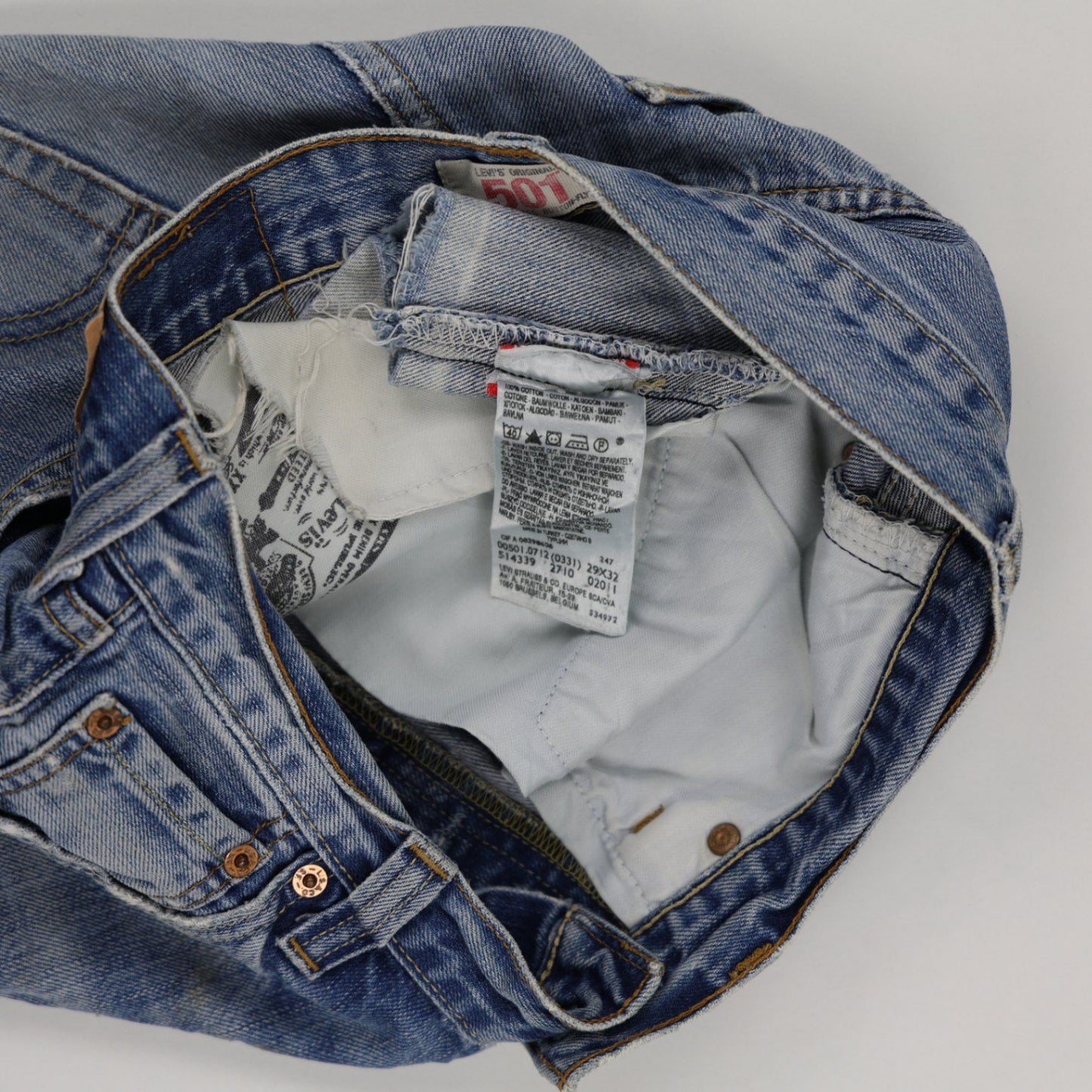 Levi's 501 Vintage High Waisted Distressed Denim Shorts Blue W29 100 Percent Cotton