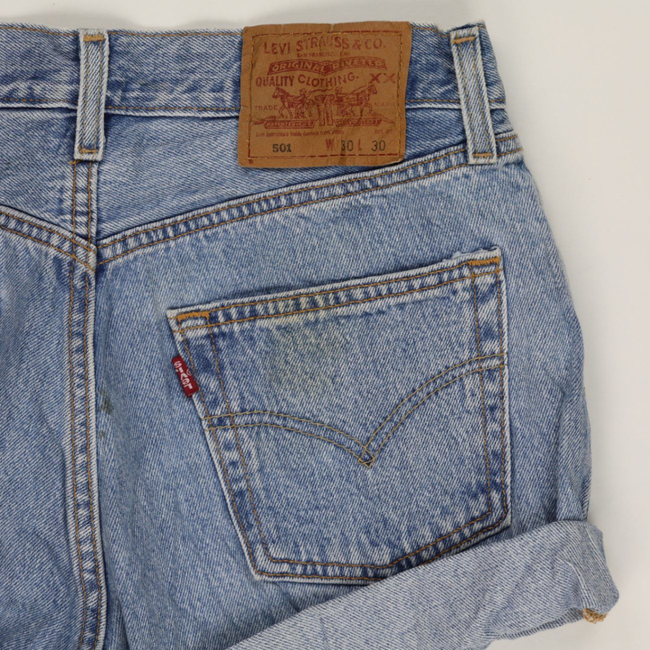 Levi's 501 Vintage High Waist Denim Shorts Light Blue W30 Cotton Denim