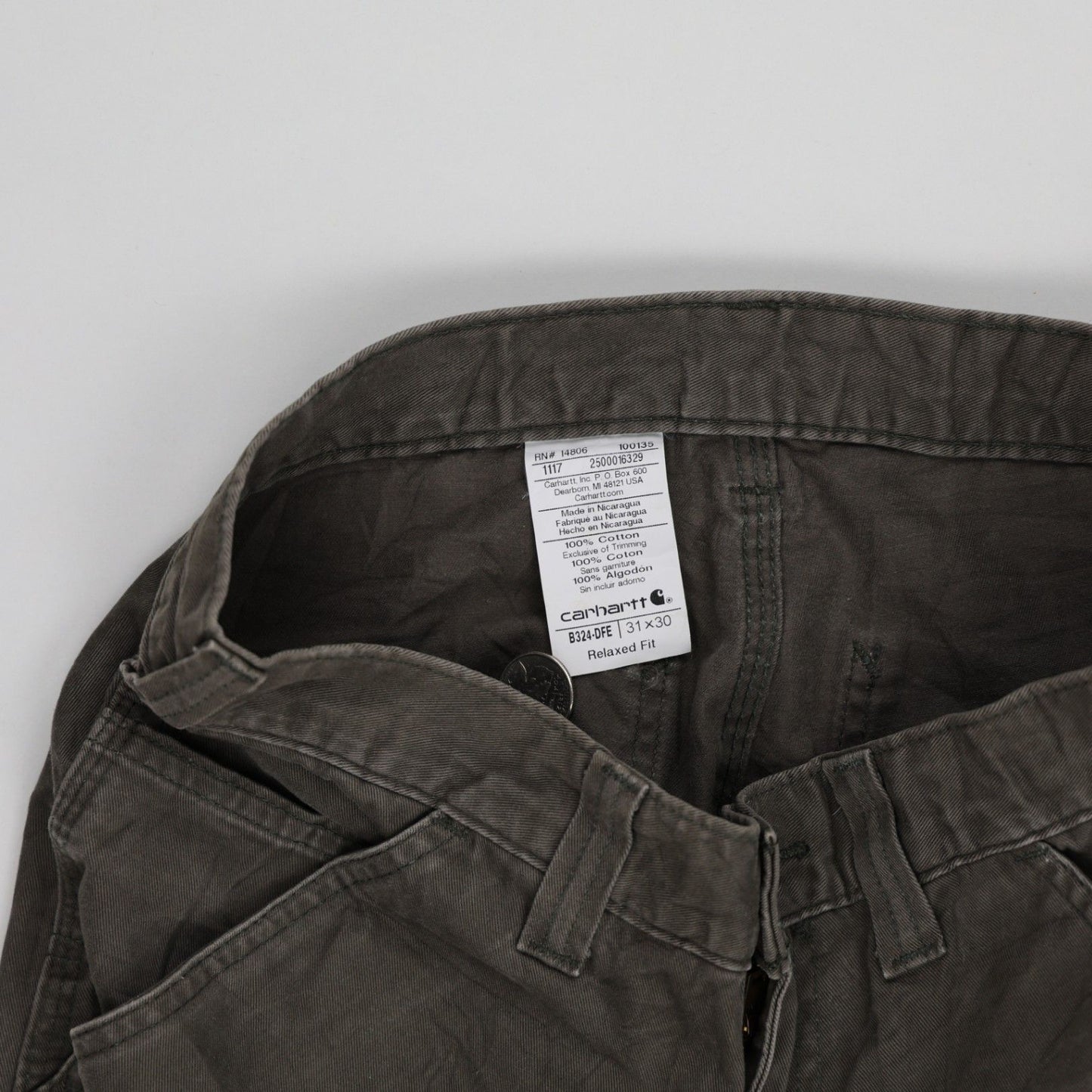 Carhartt Relaxed Fit Workwear Shorts Dark Grey Size 31 100 Percent Cotton