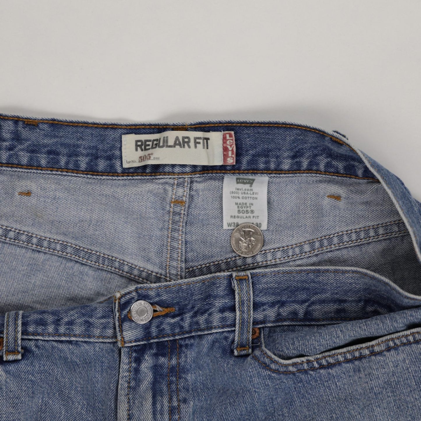 Levi's 505 Regular Fit Vintage Denim Shorts Blue W38 L30 Cotton